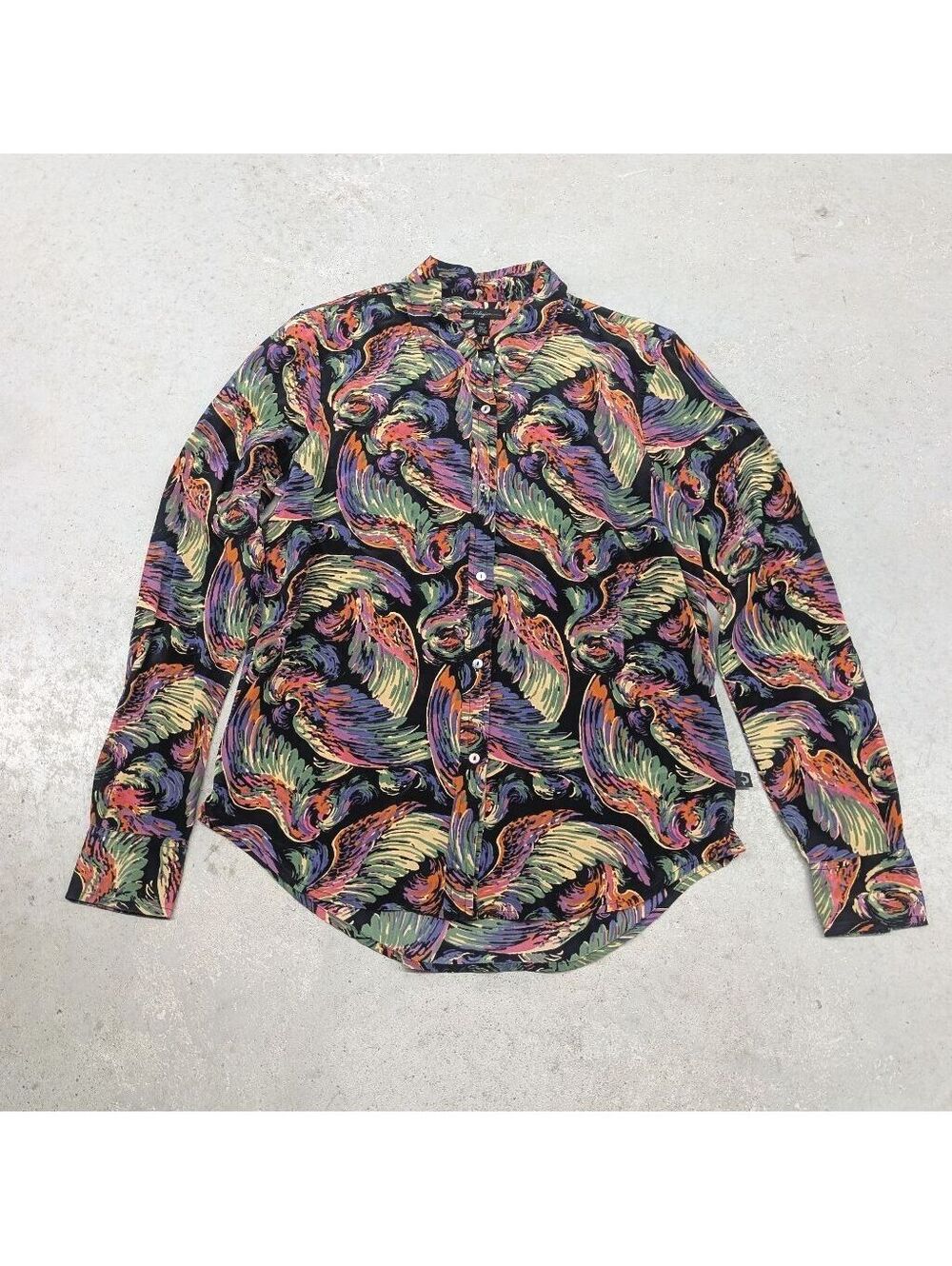 Y2K True Religion Abstract Angel Wing Silk Button Up Shirt